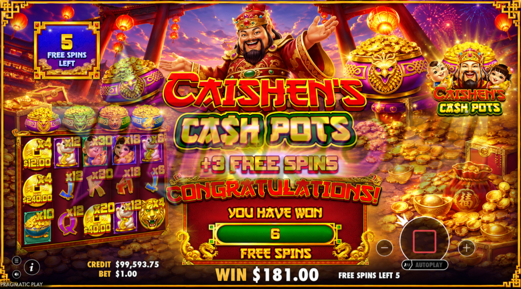 Slot Caishens Cash Pots: Koin Emas Berjatuhan Terus